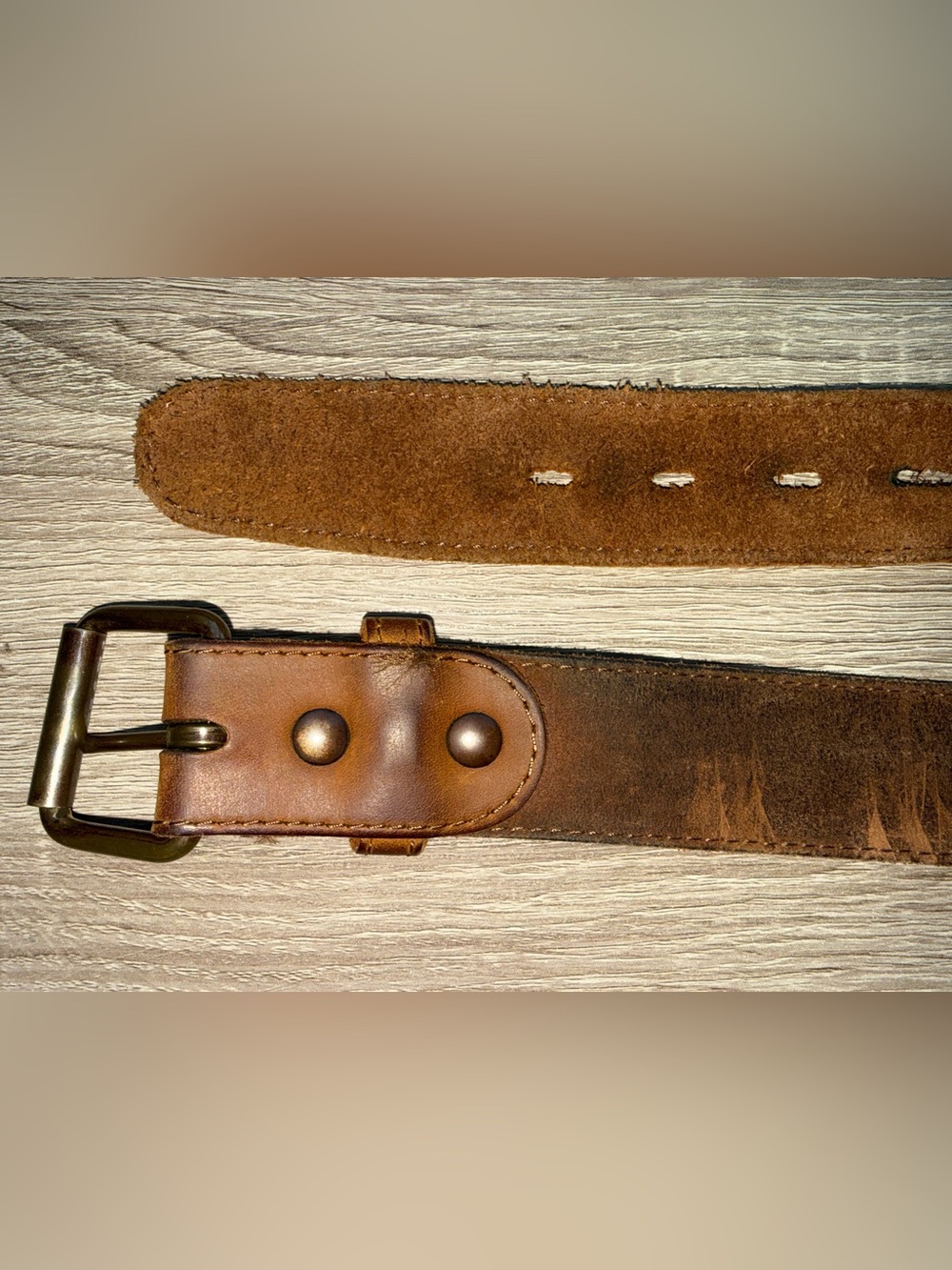 Origin USA Raw Edge Whiskey Brown Full-Grain Leather Belt - Picture 4 of 7